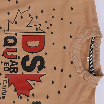 تيشرت نص كم وبنطلون اولادي محير ميلتون رسومات بني في اسود صيفي من براند الغلابة - BRAND-12